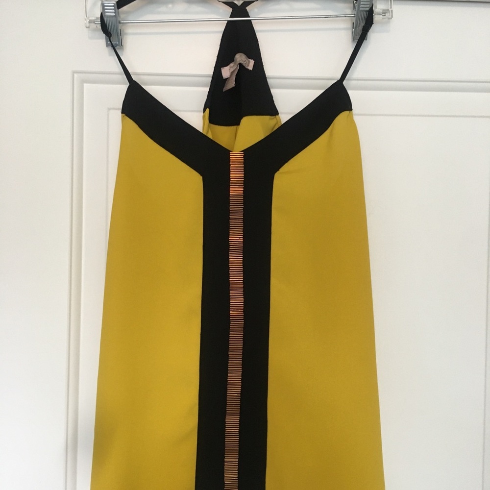 Forever 21 Yellow and Black V-Neck Tank with Metallic Trim - Picture 2 of 4
